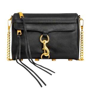 Rebecca Minkoff Black Mini M.A.C Gold Accents Leather Crossbody Bag